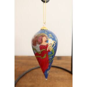 Set of 4 Vintage Pier 1 Reverse Painted Glass Christmas Ornaments 'Li Bien'